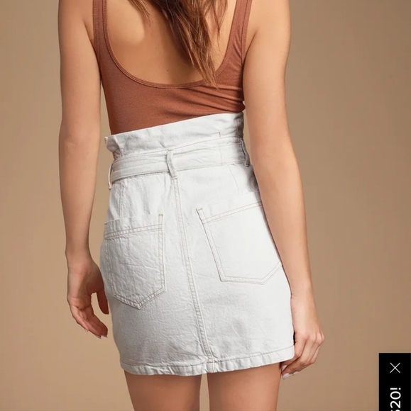 Free People Splendor In The Grass Front Tie Paper Bag Waist Mini Skirt Size 8 - Picture 10 of 16